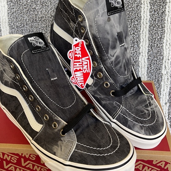 Vans Sk8-Hi Tapered Denim Destroy Black Marshmallow MENS - Picture 7 of 16
